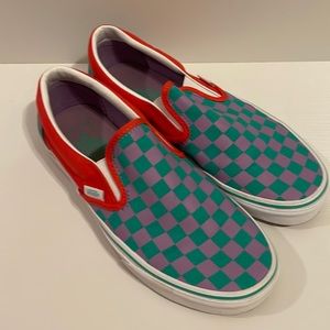 Vans purple green checkerboard sneakers